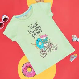 Pantaloons Junior Paradise Green Cotton Printed T-Shirt-picture-14
