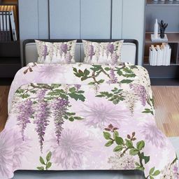 Synergized Cotton Garden Bliss Lavender Printed 300 TC King Bedsheet Set-2.74 m x 2.74 m-picture-7