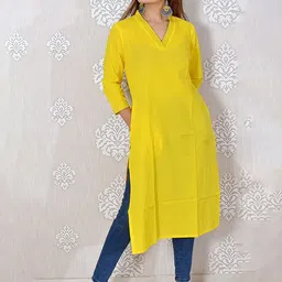 JAIPUR HAND BLOCK Women V-Neck Pure Cotton A-Line Kurta-picture-10