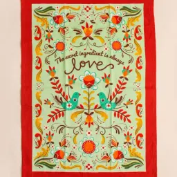 Chumbak Red & Mint Green Cotton Tea Towel - Set of 1-24