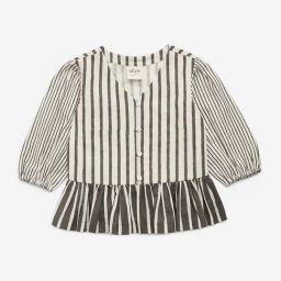 Utsa Kids by Westside Off-White Striped Cotton Peplum Top-image-18
