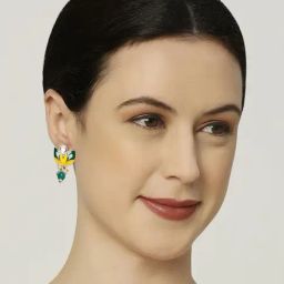 OOMPH Combo of 2 Green & Rani PinkMeenakari Stud Earrings image 3