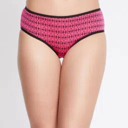 Clovia Mid Waist Printed Hipster Panty in Bubblegum Pink - Cotton-image-6