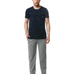 Vimal Jonney Grey & Navy Printed T-Shirt & Trackpants-image-28