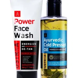 Ustraa Power Face Wash & Ayurvedic Cold Pressed Oil Combo Set-image-16