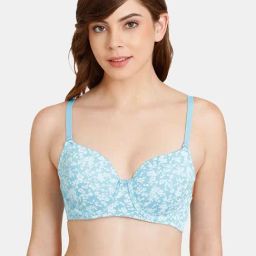 Rosaline by Zivame Blue Printed Under-Wired Full Coverage Bra-image-66