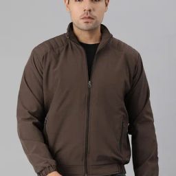 VOXATI Brown Full Sleeves Mandarin Collar Jacket-image-45