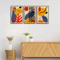 999Store Multicolor Canvas Wall Painting Panel With Fibre Frame - Set of 3-11