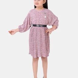 poplins Kids Pink & Blue Cotton Floral Print Dress-picture-15