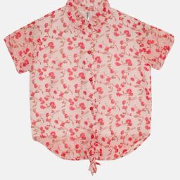 Kiddopanti Kids Pink Floral Print Shirt-image-39