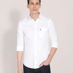 U.S. Polo Assn. White Regular Fit Shirt-image-6