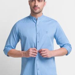 Giordano Blue Cotton Slim Fit Shirt-picture-15