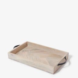 Westside Home Light Beige Chevron Patterned Wooden Tray-image-38