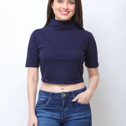 Cation Navy Fitted Crop Top-image-3