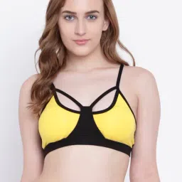 La Intimo Yellow Solid Black Mermaid Bra-image-90