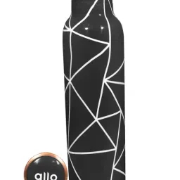 Allo Black Abstract Line Copper Leakproof Water Bottle (1 L)-20