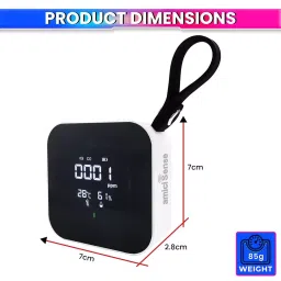 amiciSense 3-in-1 Carbon Monoxide Detector with Temperature & Humidity Meter 0-500ppm Indication 2-3 hr Battery Powered image 5