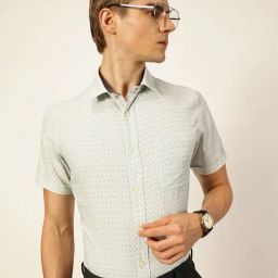 Thomas Scott Green Regular Fit Printed Formal Shirt-image-54