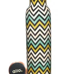 Allo Chevron Green & Yellow Copper Leakproof Water Bottle (1 L)-14