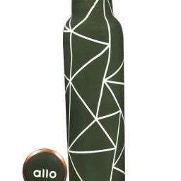 Allo Olive Green Abstract Line Copper Leakproof Water Bottle (1 L)-33