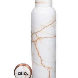 Allo White Golden Marble Copper Leakproof Water Bottle (1 L)-44