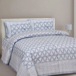 CLOTHOLOGY Grey & White Ethnic Motifs 180 TC King Bedsheet with 2 Pillow Covers-image-71