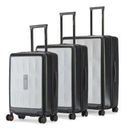Nasher Miles Zanzibar Grey & Black 8 Wheels Large Hard Cabin Trolley Bag Set of 3-image-81