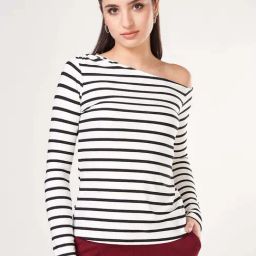 Annabelle By Pantaloons Cloud Dancer Slim Fit Striped Top-image-90