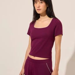 Superstar by Westside Purple Scallop-Detailed Cotton Top-image-67