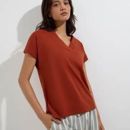 Wunderlove by Westside Rust Solid V-Neck Top-10