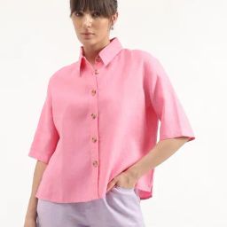 United Colors of Benetton Pink Linen Regular Fit Shirt-picture-15