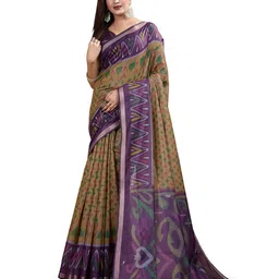 SUVIKAS CREATION Ethnic Motifs Printed Zari Saree-image-47