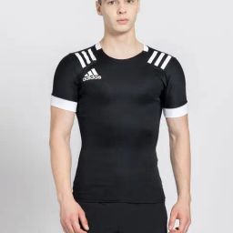 adidas Black Slim Fit Striped Jersey-24
