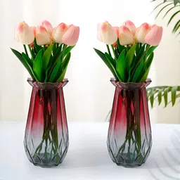 The Better Home Red & Grey 2 Pieces Glass Vases-16