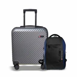 Swiss Military Small Grey Striped Combo of 2 hard Cabin Luggage Trolley With Laptop Backpack-picture-43