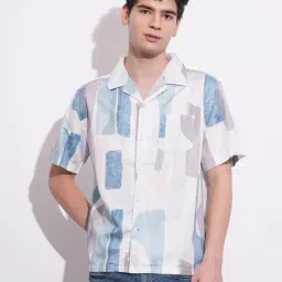 Being Human White Slim Fit Abstract Shirt-image-22