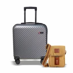 Swiss Military Small Multi Striped Combo of 2 hard Cabin Luggage Trolley With Cross Body Bag-image-70