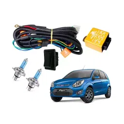 Auto Pearl Phoenix Headlamp Wiring Harness Kit with Relay, Switch & Halonix H4 12V 130/100W Halogen Bulb for Figo Type-2-15
