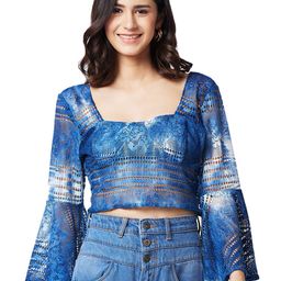 IZEL Women Tie and Dye Fitted Crop Top-image-2