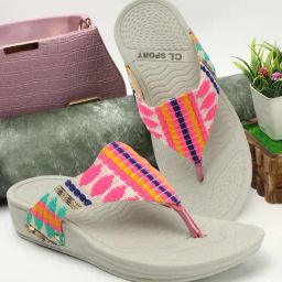 CL Sports by Carlton London Women's Pink Thong Wedges-image-3