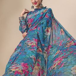 Sangria Floral Printed Pure Linen Sarees-picture-45