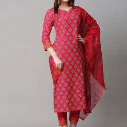 GoSriKi Women Ethnic Motifs Printed Regular Kurta with Trousers & With Dupatta-picture-24