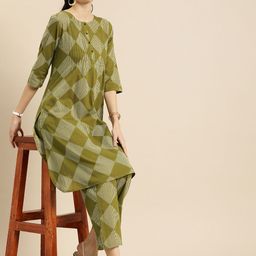 Anouk Women Printed Regular Pure Cotton Kurta with Trousers-image-53