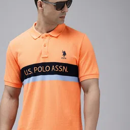 U.S. Polo Assn. Striped Polo Collar Brand Logo Embroidered Pure Cotton Slim Fit T-shirt-picture-30