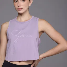 HRX by Hrithik Roshan Printed Pure Cotton Styled Back Cropped Yoga Tops-picture-29