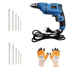 Hillgrove 500 W 10 mm Drill Machine with 10 Pcs Masonry Drill Bit & Gloves, HGCM227M1-35