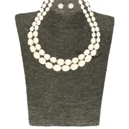 Sri Jagdamba Pearls White Alloy Classic Necklace & Earring Set-image-36