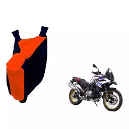Auto Pearl Waterproof Two Wheeler Cover For BMW F 850 GS (Orange & Blue)-image-56