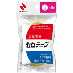 NICHIBAN Cellophane Tape Rubber Adhesive Transparent 18 mm x 8 m, CT-18S2PN (Bag of 40 Rolls)-1