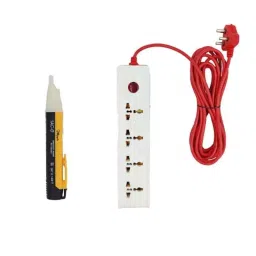 Hillgrove 10 Amp 4 Socket 1 Switch White Power Extension Board with Non-Contact Voltage Tester, HGCM303M1-75